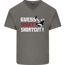 Parkour Shortcut Mens V-Neck Cotton T-Shirt Charcoal