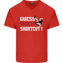 Parkour Shortcut Mens V-Neck Cotton T-Shirt Red