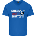 Parkour Shortcut Mens V-Neck Cotton T-Shirt Royal Blue