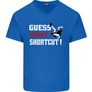 Parkour Shortcut Mens V-Neck Cotton T-Shirt Royal Blue