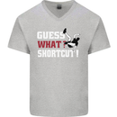 Parkour Shortcut Mens V-Neck Cotton T-Shirt Sports Grey