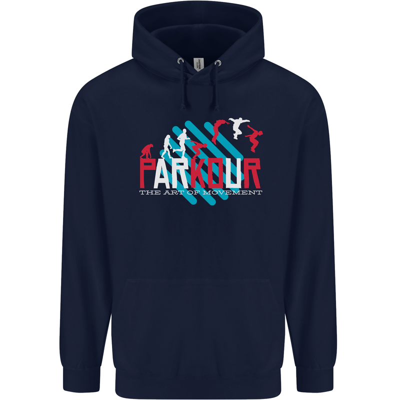 Parkour the Art of Movement Childrens Kids Hoodie Navy Blue