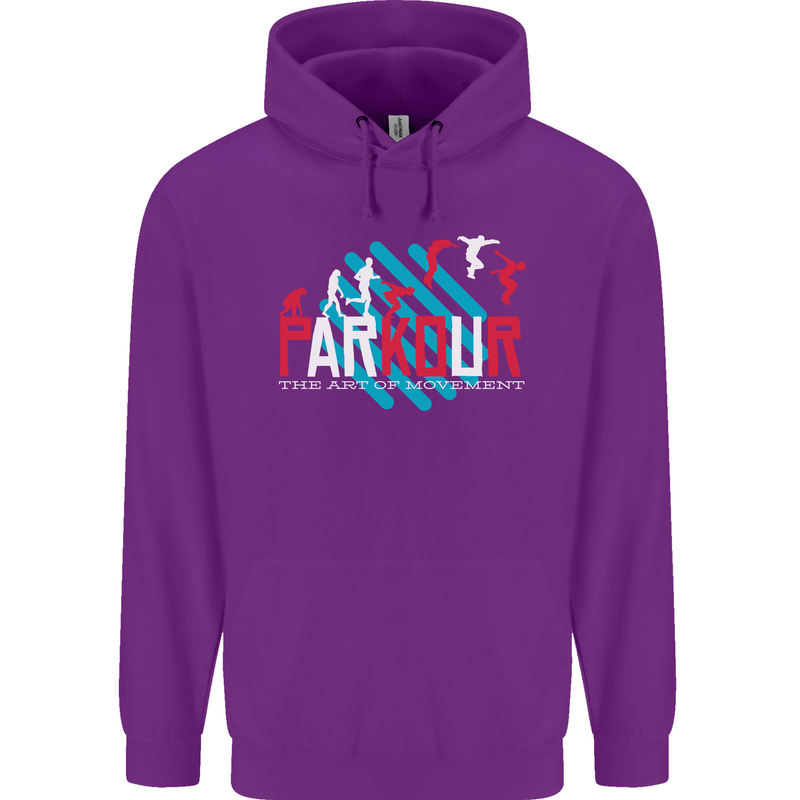 Parkour the Art of Movement Childrens Kids Hoodie Purple