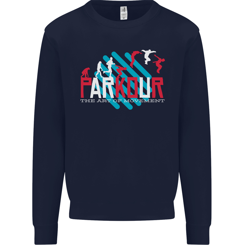 Parkour the Art of Movement Kids Sweatshirt Jumper Navy Blue