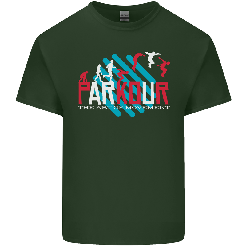 Parkour the Art of Movement Mens Cotton T-Shirt Tee Top Forest Green