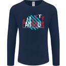 Parkour the Art of Movement Mens Long Sleeve T-Shirt Navy Blue