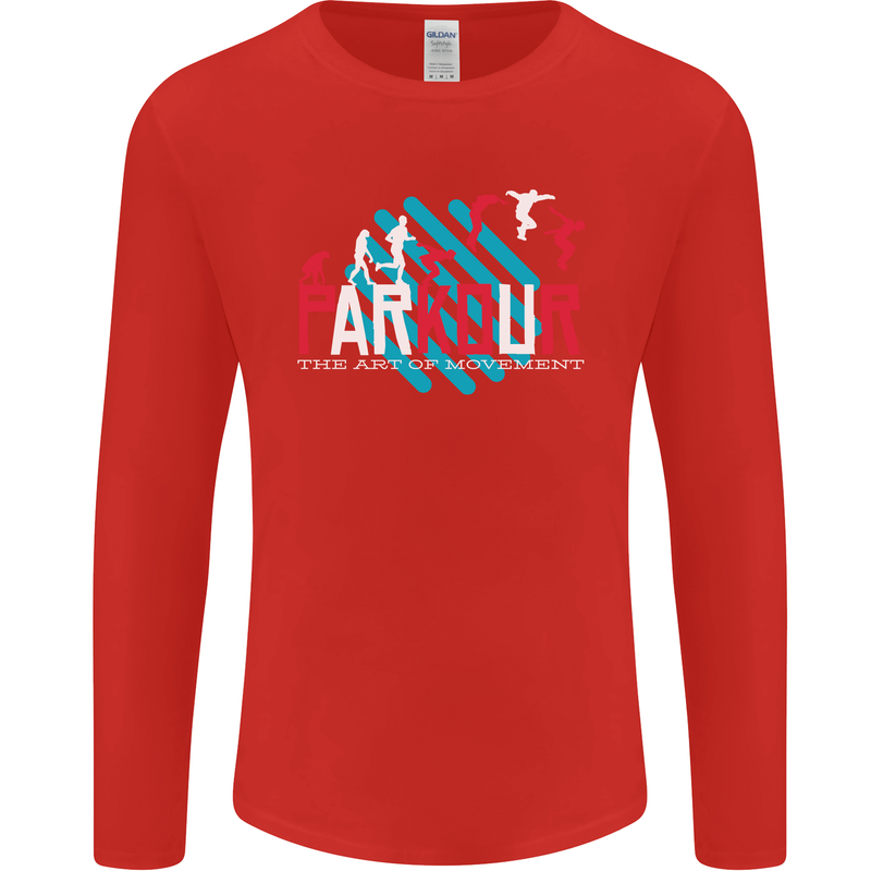 Parkour the Art of Movement Mens Long Sleeve T-Shirt Red