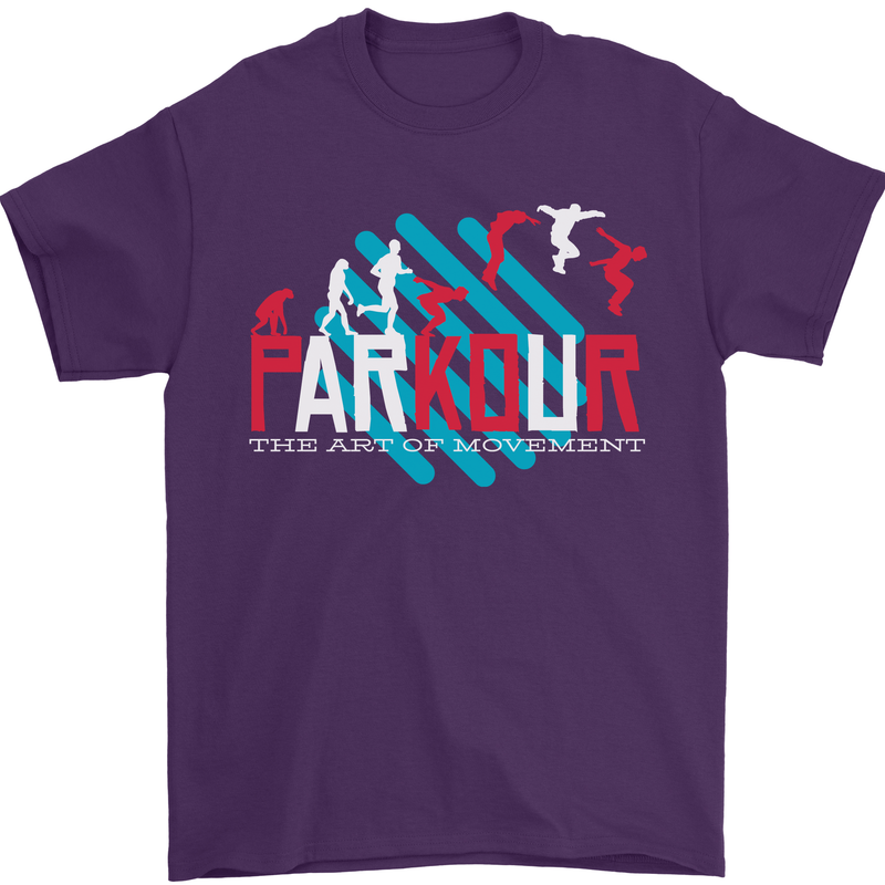 Parkour the Art of Movement Mens T-Shirt 100% Cotton Purple