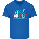 Parkour the Art of Movement Mens V-Neck Cotton T-Shirt Royal Blue
