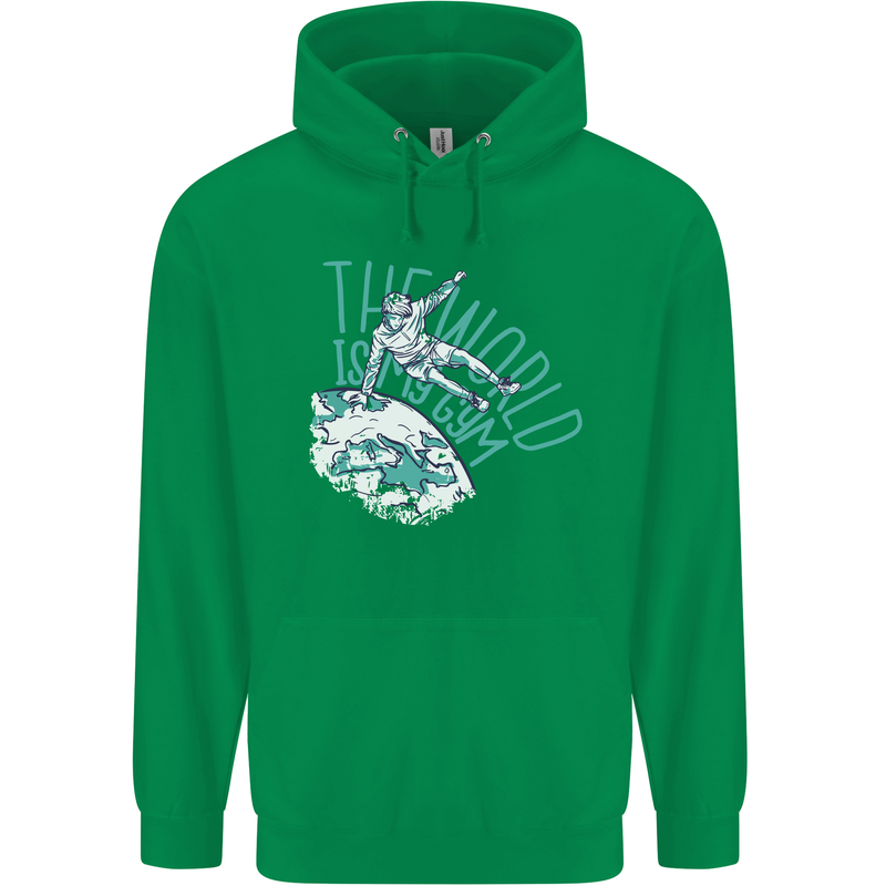 Parkour the World is My Gym Childrens Kids Hoodie Irish Green