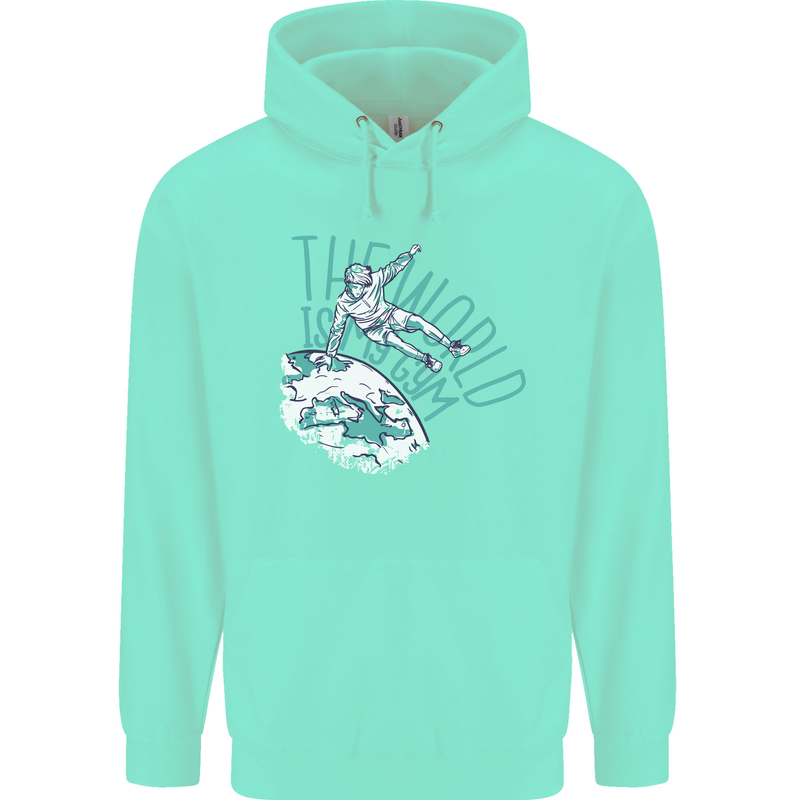 Parkour the World is My Gym Childrens Kids Hoodie Peppermint