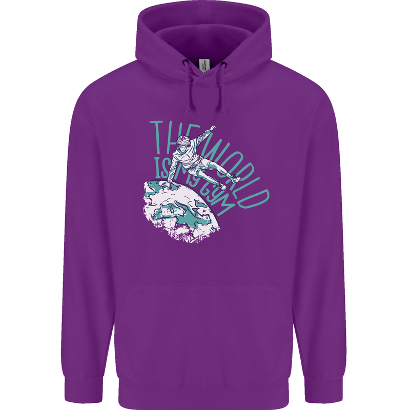 Parkour the World is My Gym Childrens Kids Hoodie Purple