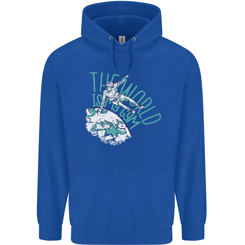 Parkour the World is My Gym Childrens Kids Hoodie Royal Blue
