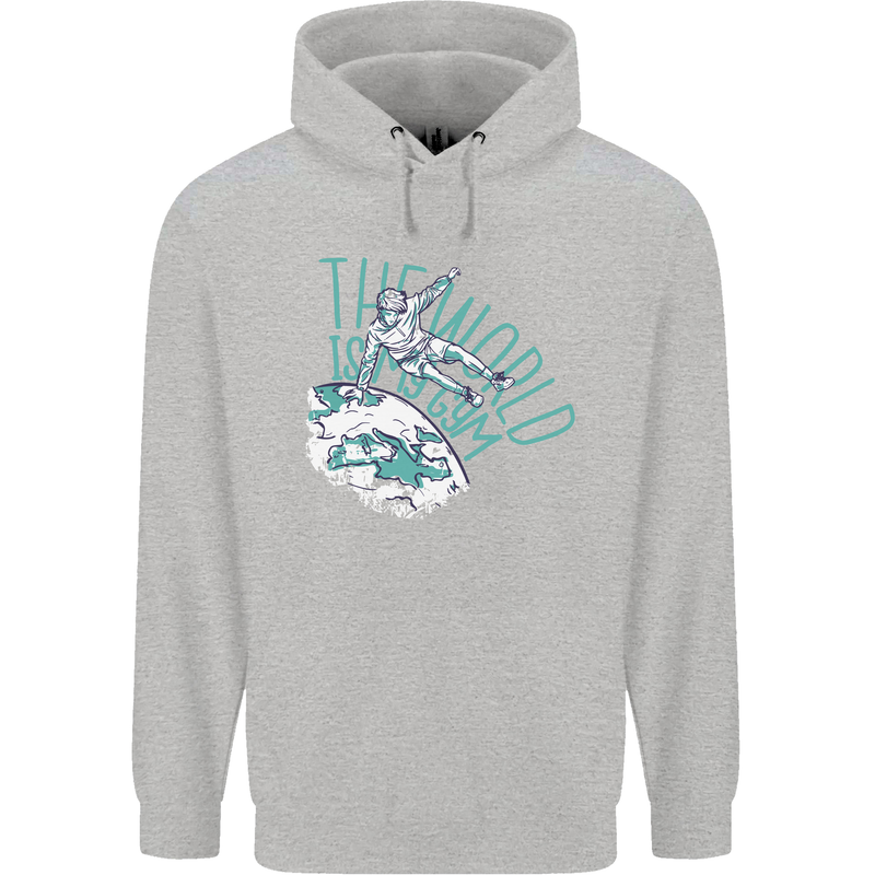 Parkour the World is My Gym Childrens Kids Hoodie Sports Grey