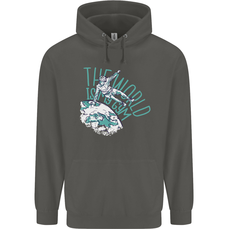 Parkour the World is My Gym Childrens Kids Hoodie Storm Grey