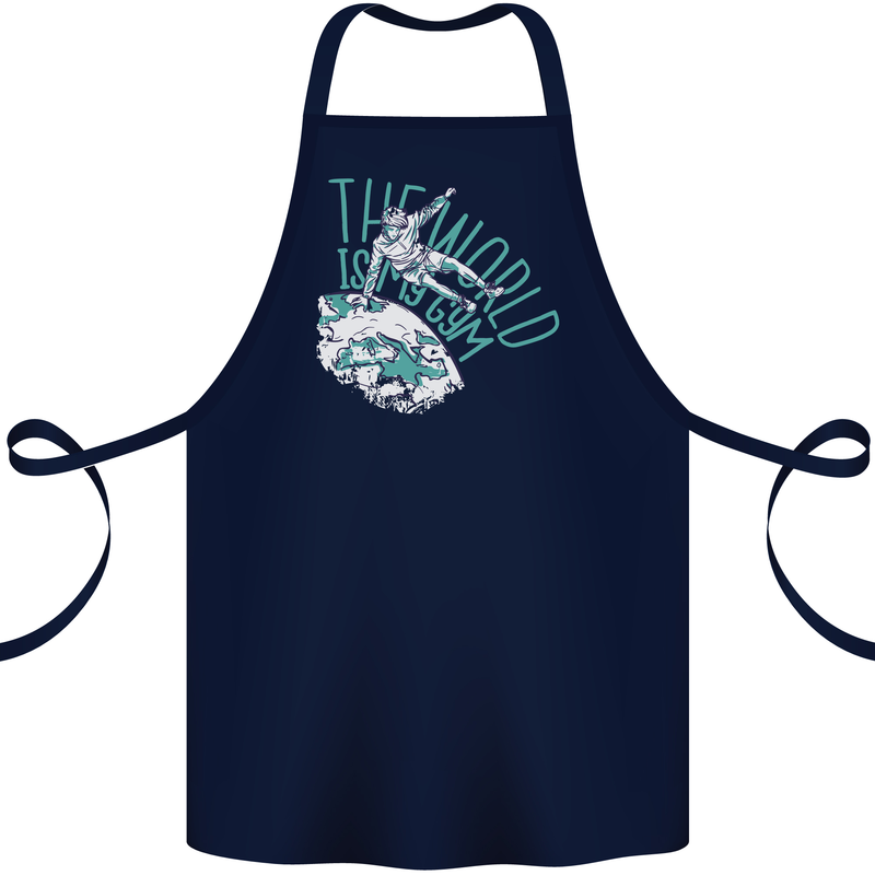 Parkour the World is My Gym Cotton Apron 100% Organic Navy Blue