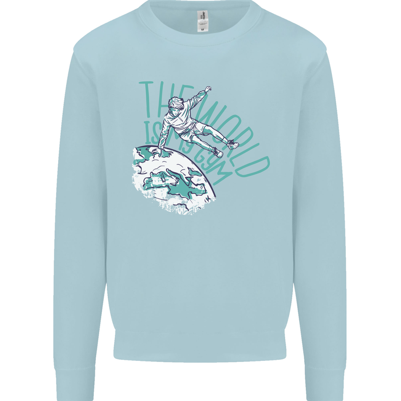 Parkour the World is My Gym Kids Sweatshirt Jumper Light Blue