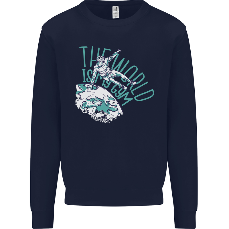 Parkour the World is My Gym Kids Sweatshirt Jumper Navy Blue