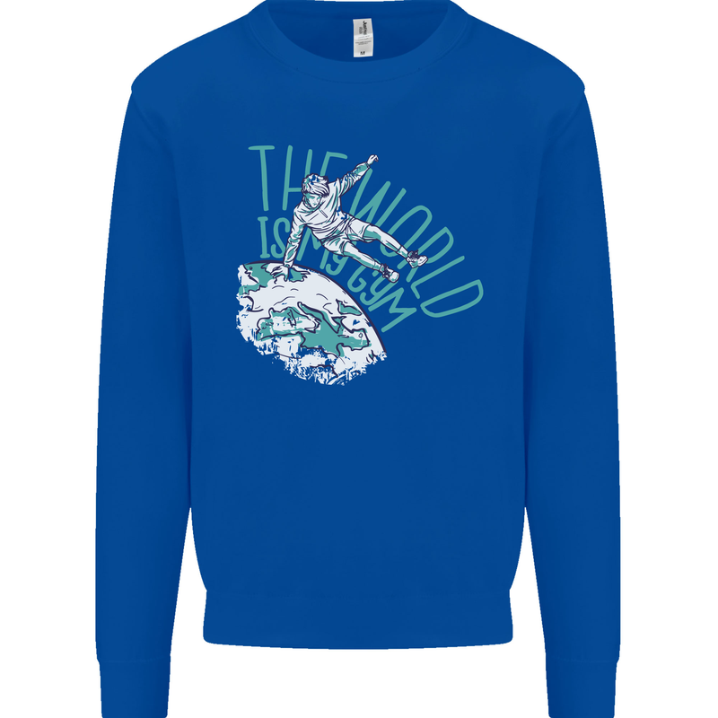 Parkour the World is My Gym Kids Sweatshirt Jumper Royal Blue