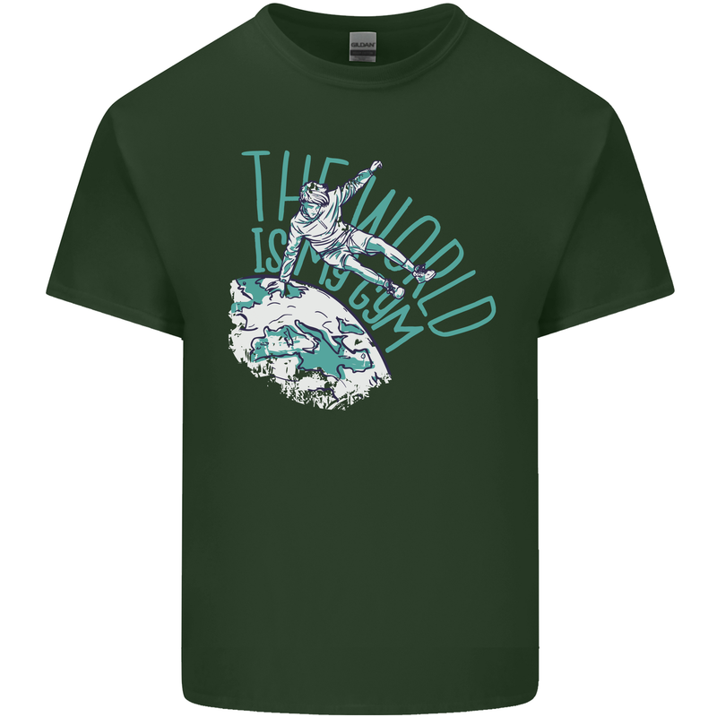 Parkour the World is My Gym Mens Cotton T-Shirt Tee Top Forest Green
