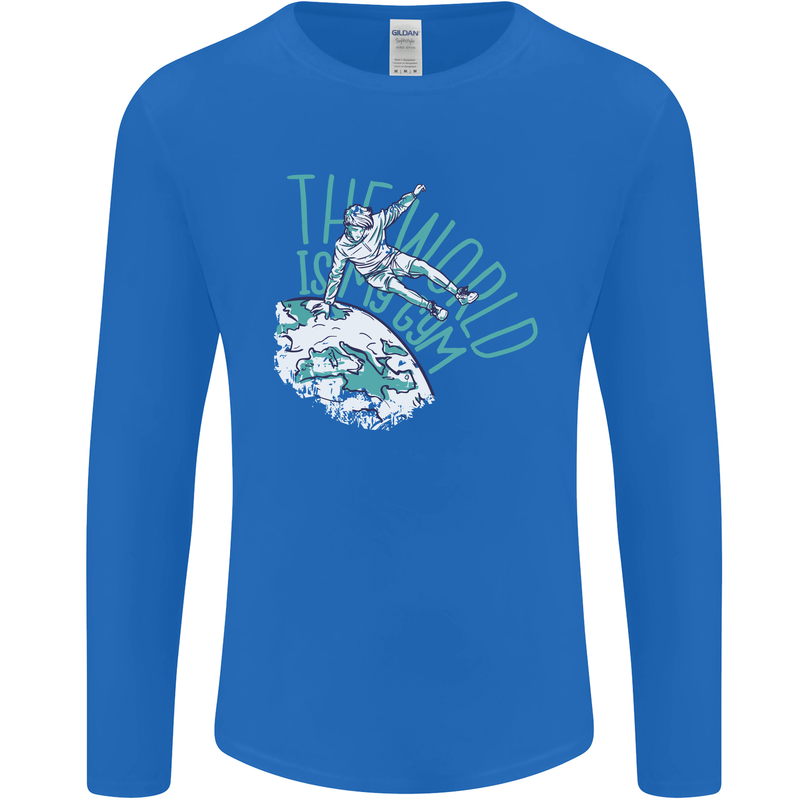 Parkour the World is My Gym Mens Long Sleeve T-Shirt Royal Blue