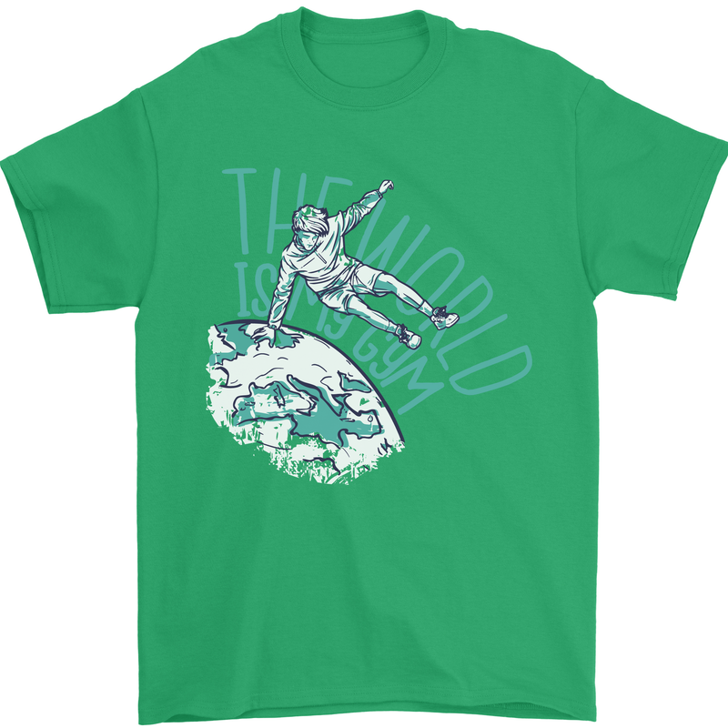 Parkour the World is My Gym Mens T-Shirt 100% Cotton Irish Green