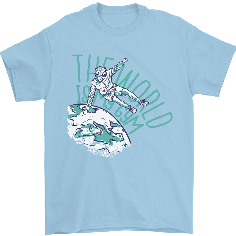 Parkour the World is My Gym Mens T-Shirt 100% Cotton Light Blue