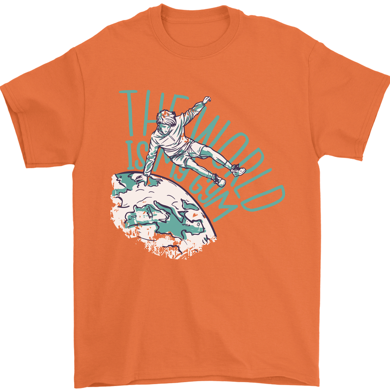 Parkour the World is My Gym Mens T-Shirt 100% Cotton Orange