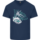 Parkour the World is My Gym Mens V-Neck Cotton T-Shirt Navy Blue