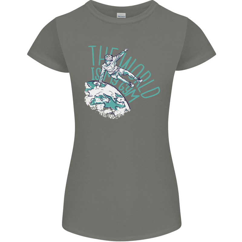 Parkour the World is My Gym Womens Petite Cut T-Shirt Charcoal
