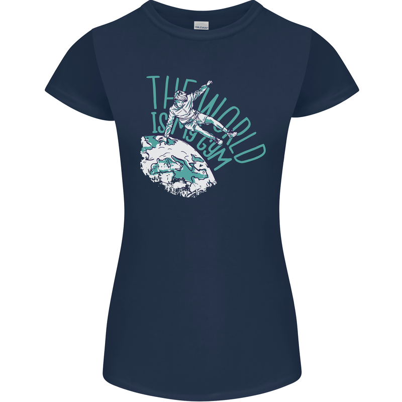 Parkour the World is My Gym Womens Petite Cut T-Shirt Navy Blue