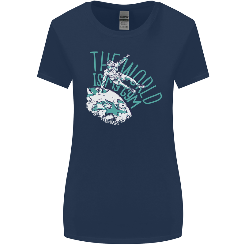 Parkour the World is My Gym Womens Wider Cut T-Shirt Navy Blue