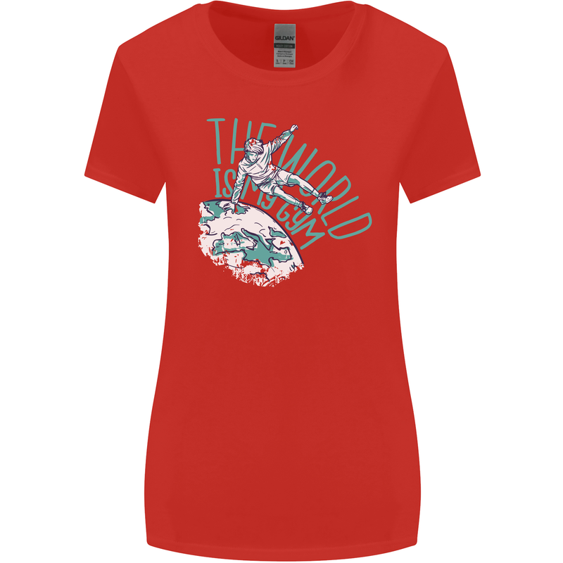 Parkour the World is My Gym Womens Wider Cut T-Shirt Red