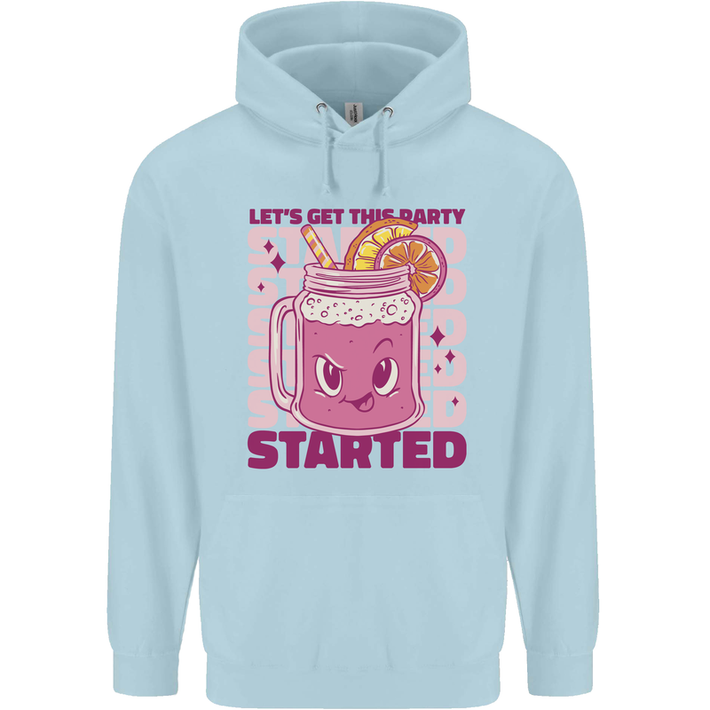 Party Started Alcohol Beer Hen Doo Stag Do Childrens Kids Hoodie Light Blue