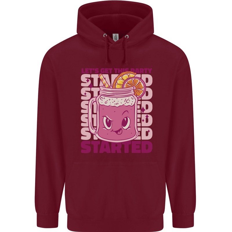 Party Started Alcohol Beer Hen Doo Stag Do Childrens Kids Hoodie Maroon