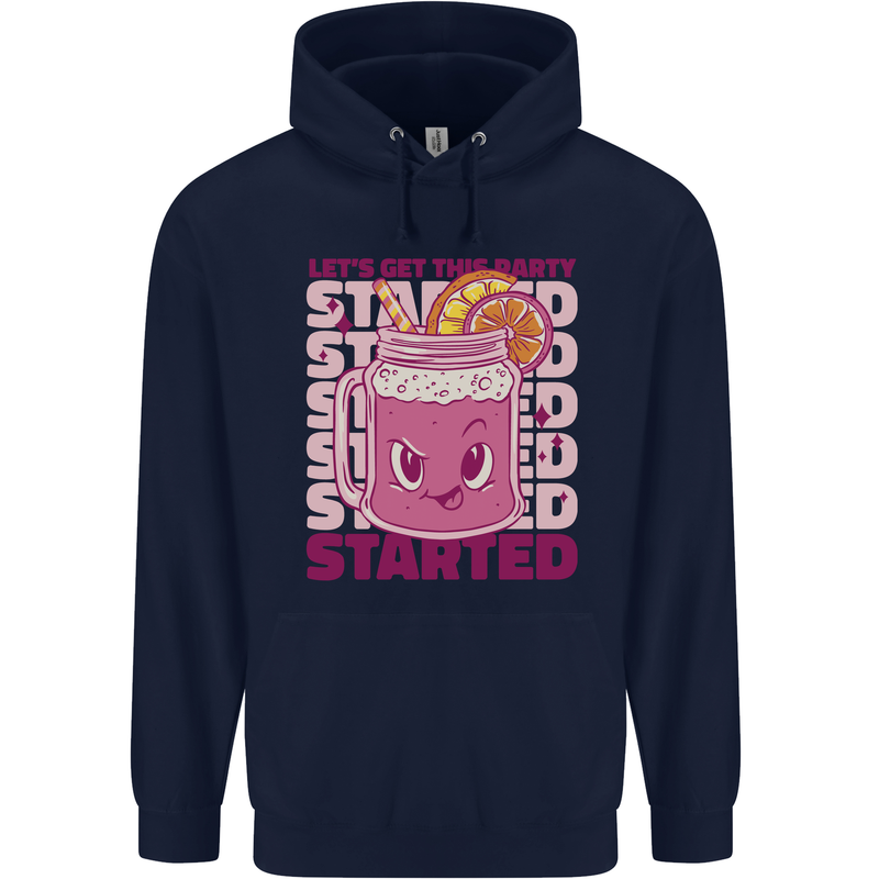 Party Started Alcohol Beer Hen Doo Stag Do Childrens Kids Hoodie Navy Blue
