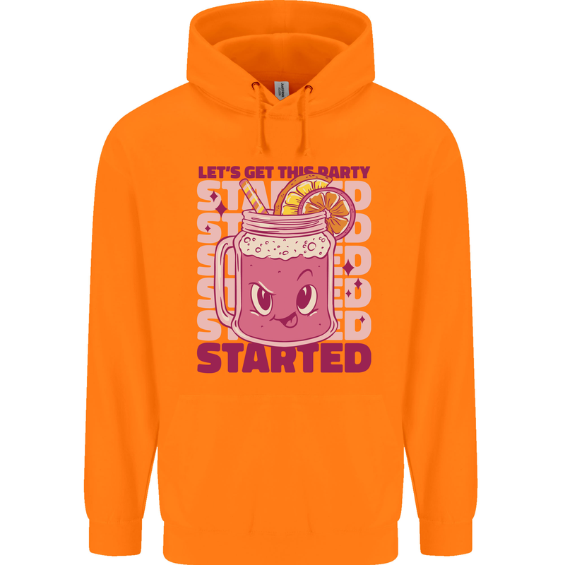 Party Started Alcohol Beer Hen Doo Stag Do Childrens Kids Hoodie Orange