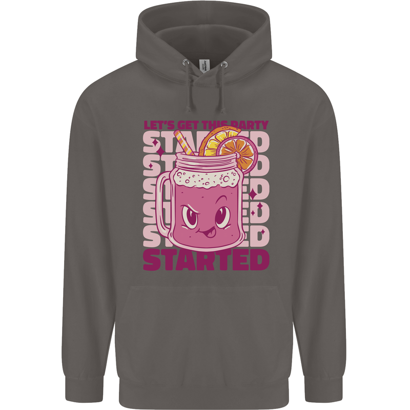 Party Started Alcohol Beer Hen Doo Stag Do Mens 80% Cotton Hoodie Charcoal