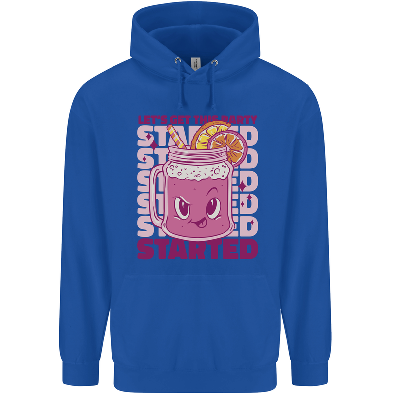 Party Started Alcohol Beer Hen Doo Stag Do Mens 80% Cotton Hoodie Royal Blue