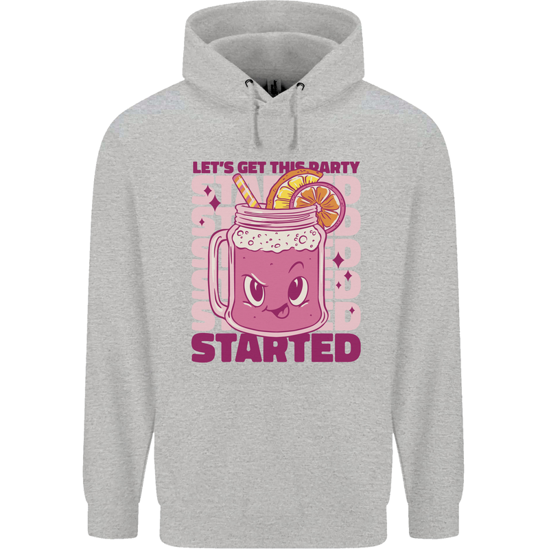 Party Started Alcohol Beer Hen Doo Stag Do Mens 80% Cotton Hoodie Sports Grey