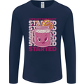 Party Started Alcohol Beer Hen Doo Stag Do Mens Long Sleeve T-Shirt Navy Blue