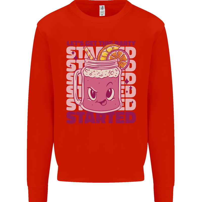 Party Started Alcohol Beer Hen Doo Stag Do Mens Sweatshirt Jumper Bright Red