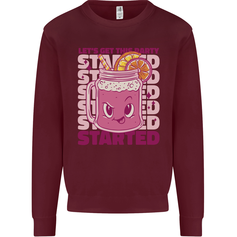 Party Started Alcohol Beer Hen Doo Stag Do Mens Sweatshirt Jumper Maroon