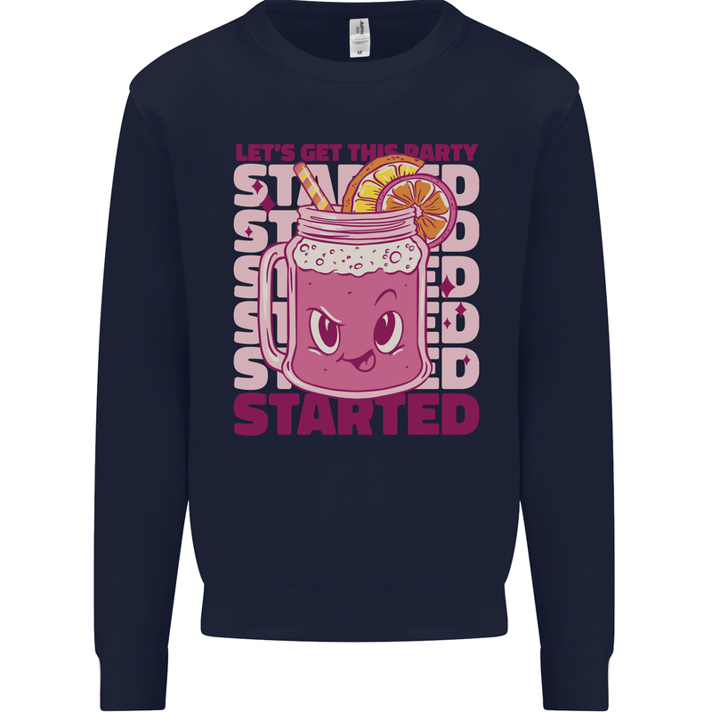 Party Started Alcohol Beer Hen Doo Stag Do Mens Sweatshirt Jumper Navy Blue