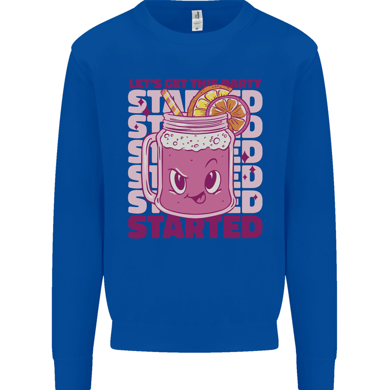 Party Started Alcohol Beer Hen Doo Stag Do Mens Sweatshirt Jumper Royal Blue