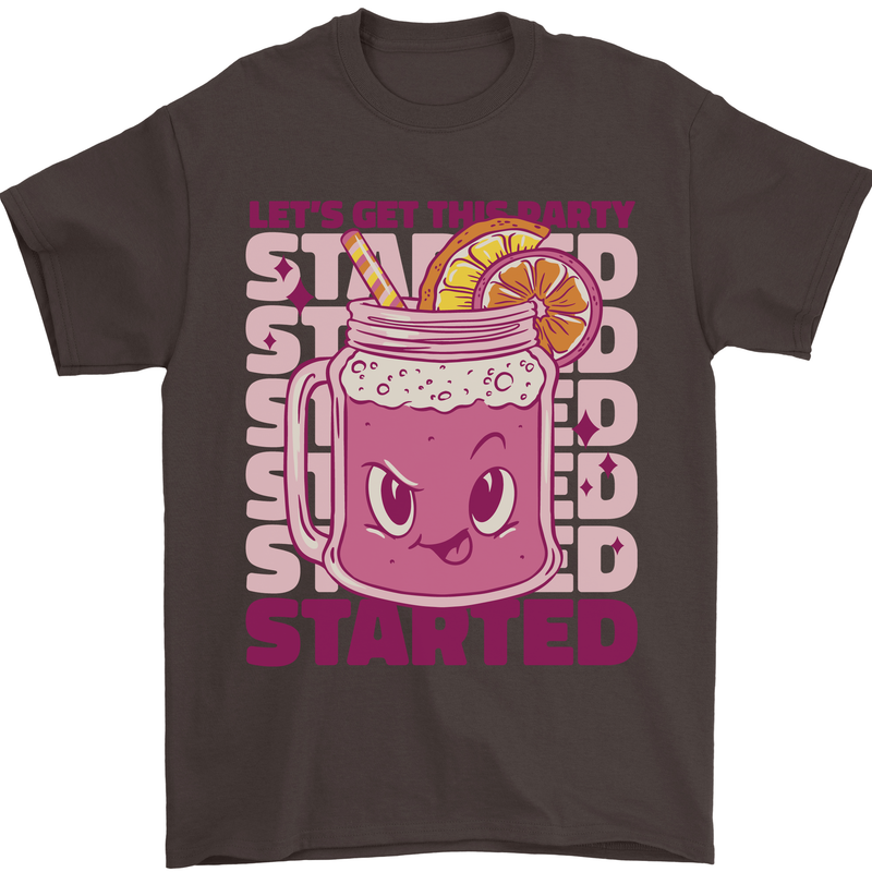 Party Started Alcohol Beer Hen Doo Stag Do Mens T-Shirt 100% Cotton Dark Chocolate