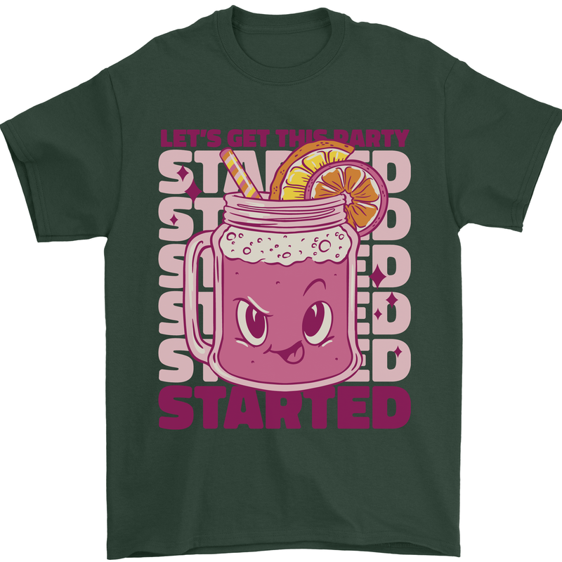 Party Started Alcohol Beer Hen Doo Stag Do Mens T-Shirt 100% Cotton Forest Green