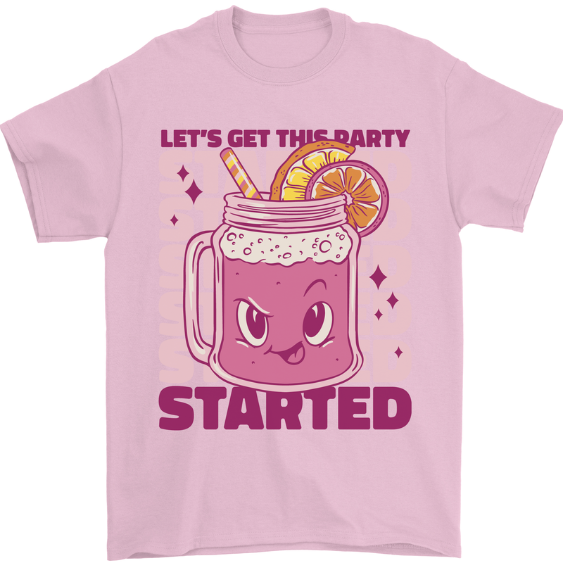 Party Started Alcohol Beer Hen Doo Stag Do Mens T-Shirt 100% Cotton Light Pink