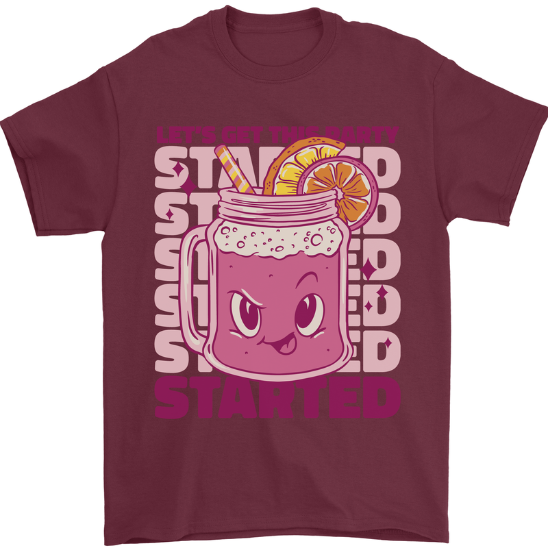 Party Started Alcohol Beer Hen Doo Stag Do Mens T-Shirt 100% Cotton Maroon