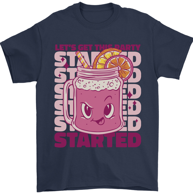 Party Started Alcohol Beer Hen Doo Stag Do Mens T-Shirt 100% Cotton Navy Blue